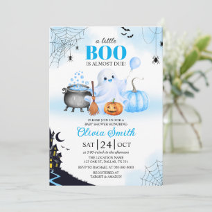 Little Boo ist bald fällig Blaues Jungen-Baby-Part Einladung