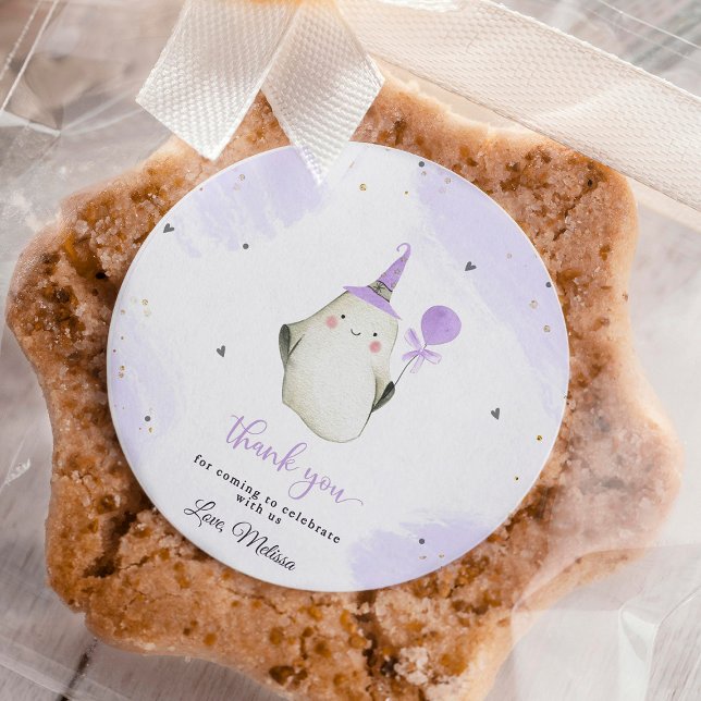 Little Boo ist beinahe mit Baby-Dusche fertig Runder Aufkleber (little boo is almost due,little boo baby shower sticker,ghost baby shower boo favor tag,halloween ba)