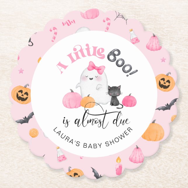 Little Boo ist fast die richtige rosa Babydusche Untersetzer (Vorderseite)