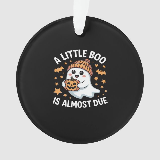 Little Boo ist fast zu Halloween Pregnancy Revea Ornament (Vorderseite)