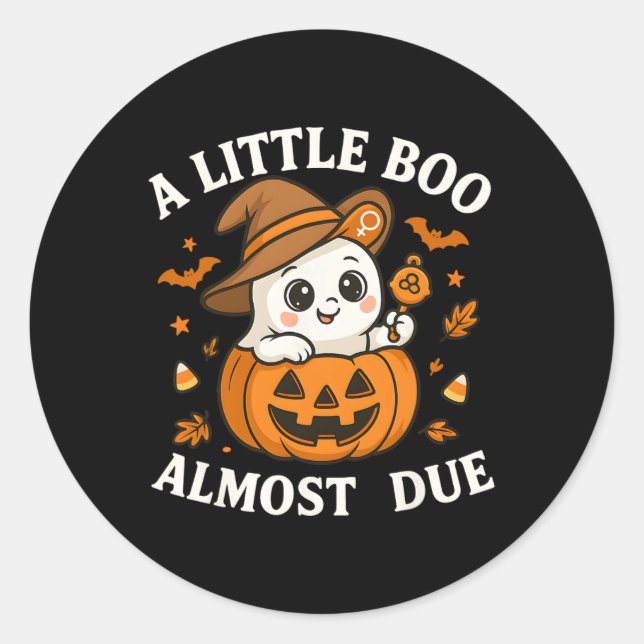 Little Boo ist fast zu Halloween Pregnancy Revea Runder Aufkleber (Vorderseite)