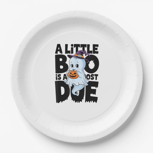 Little Boo ist fast zu Niedlichen Halloween-Schwan Pappteller (Vorderseite)