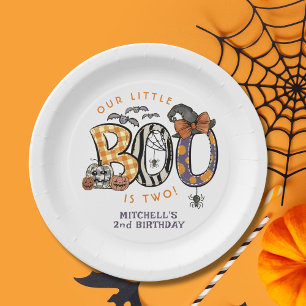 Little Boo ist zwei Halloween-2. Geburtstag Pappteller