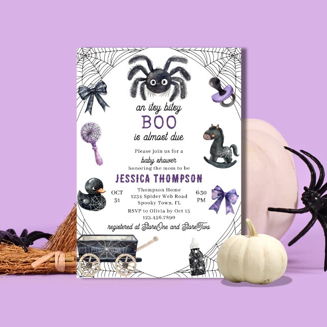 Little Boo Itsy Bitsy Spider Halloween Baby Dusche Einladung (Von Creator hochgeladen)