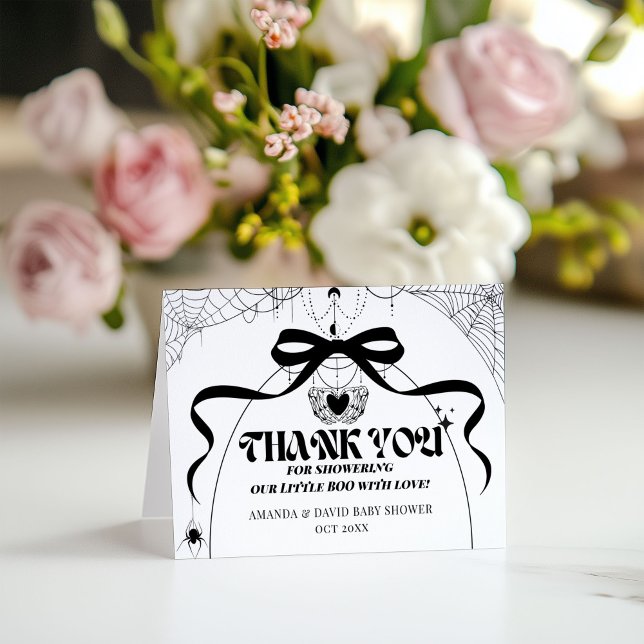 Little Boo Minimal Gothic Halloween Baby Shower Dankeskarte (Von Creator hochgeladen)