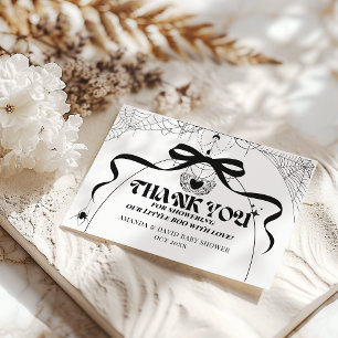 Little Boo Minimal Gothic Halloween Baby Shower Dankeskarte