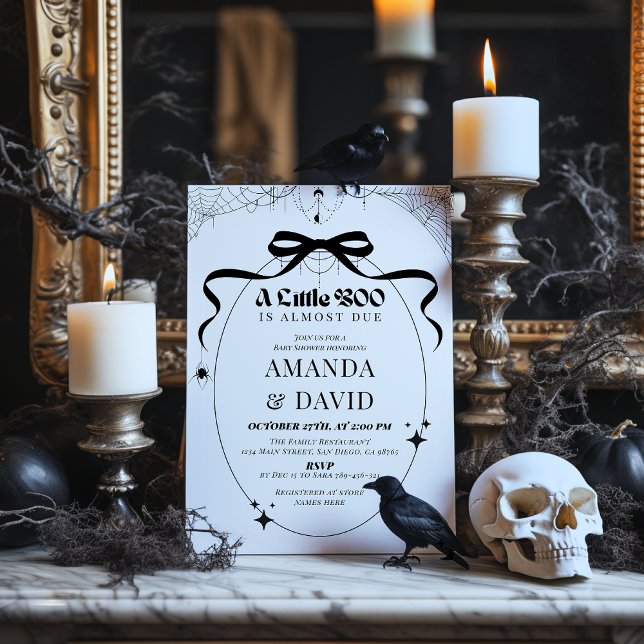 Little Boo Minimal Gothic Halloween Baby Shower Einladung (Von Creator hochgeladen)