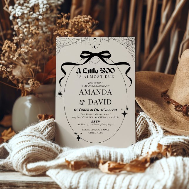 Little Boo Minimal Gothic Halloween Baby Shower Einladung (Von Creator hochgeladen)