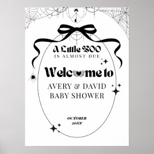 Little Boo Minimal Gothic Halloween Baby Shower Poster