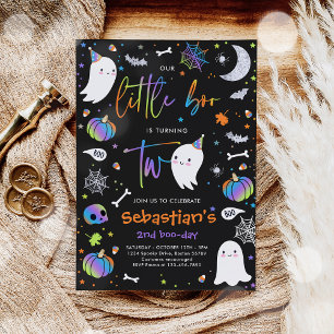 Little Boo Niedlich Blue Ghost 2. Geburtstags-Part Einladung