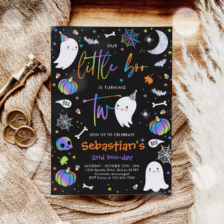 Little Boo Niedlich Blue Ghost 2. Geburtstags-Part Einladung