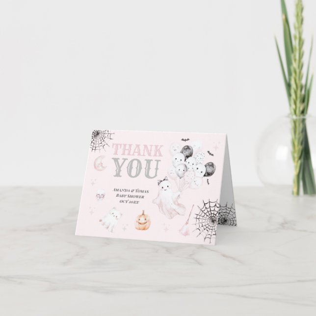 Little Boo Niedlich Ghost Halloween Kindermädchend Dankeskarte (Vorderseite)