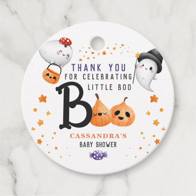 Little Boo Niedlich Halloween Kinderdusche Danke Geschenkanhänger (Vorderseite)