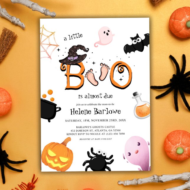 Little Boo Niedlich Halloween Kinderdusche Einladung (Little Boo Cute Halloween Baby Shower Invitation)