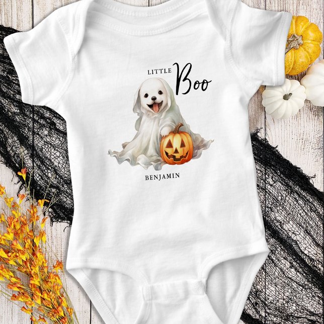 Little Boo Niedlich Halloween Personalisiert Ghost Baby Strampler (Von Creator hochgeladen)