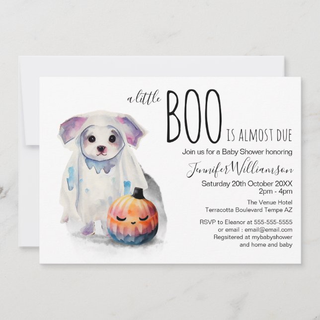 Little Boo Niedlich Halloween Simple Baby Dusche Einladung (Vorderseite)