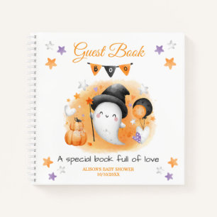 Little Boo Orange Baby Dusche Gästebuch Notizbuch
