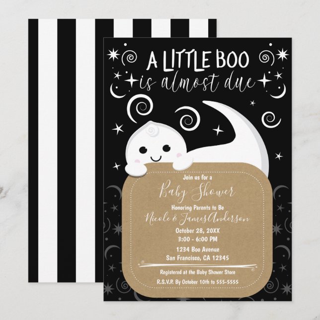 Little Boo Peeking Ghost Halloween Kinderdusche Einladung (Vorne/Hinten)