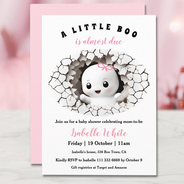 Little Boo Peking Halloween Girl Babydusche Einladung (Little Boo Peeking Halloween Girl Baby Shower Invitation)