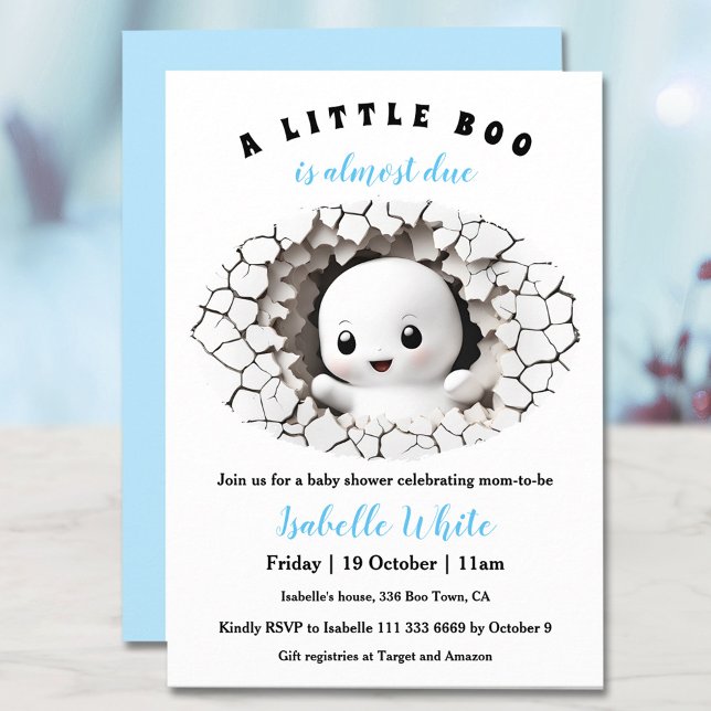 Little Boo Peking Halloween Junge Babydusche Einladung (Little Boo Peeking Halloween Boy Baby Shower Invitation)