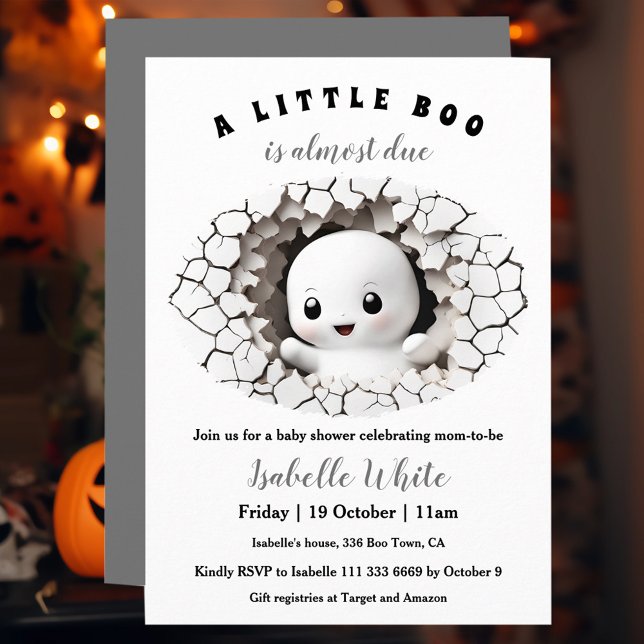 Little Boo Peking Halloween Kinderdusche Einladung (Little Boo Peeking Halloween Baby Shower Invitation)