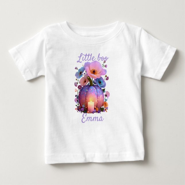 Little Boo Personalisiert Girl Halloween T - Shirt (Vorderseite)