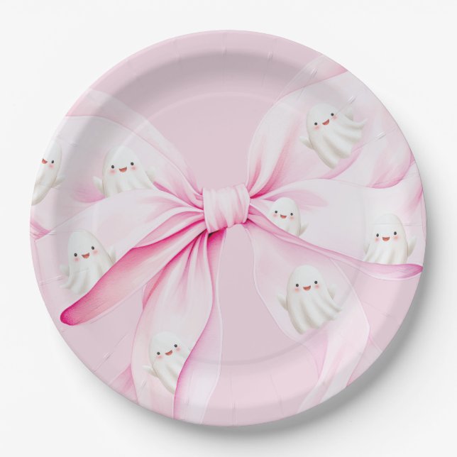 Little Boo PINK Bow Baby Dusche Pappteller (Vorderseite)