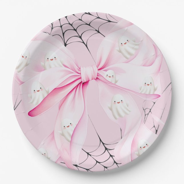 Little Boo PINK Bow Baby Dusche Pappteller (Vorderseite)