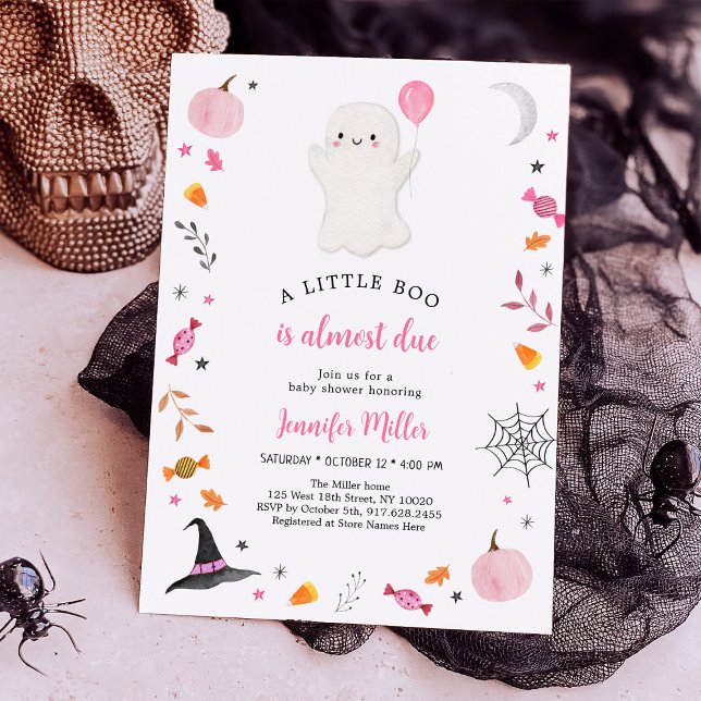 Little Boo Pink Ghost Halloween Kinderdusche Einladung (Von Creator hochgeladen)