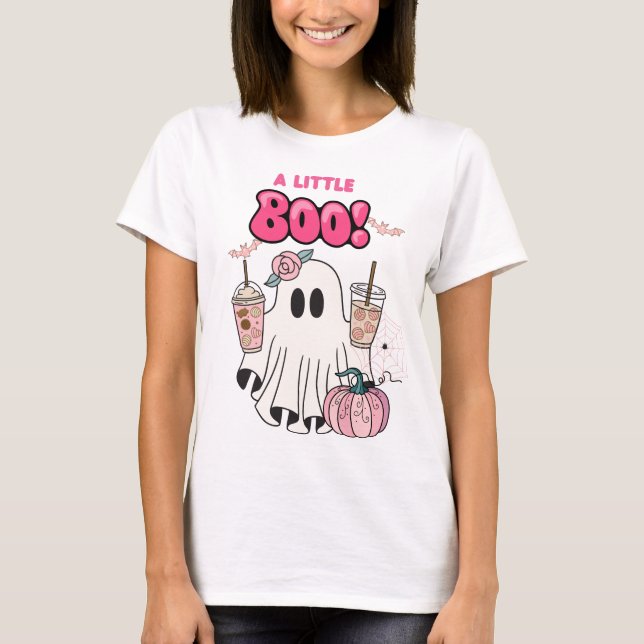 Little Boo Pink Ghost Halloween T-Shirt (Vorderseite)