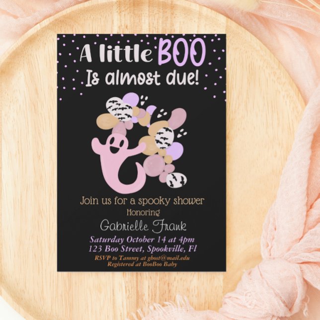 Little Boo Pink Girl Ghost Baby Dusche Einladung (Von Creator hochgeladen)