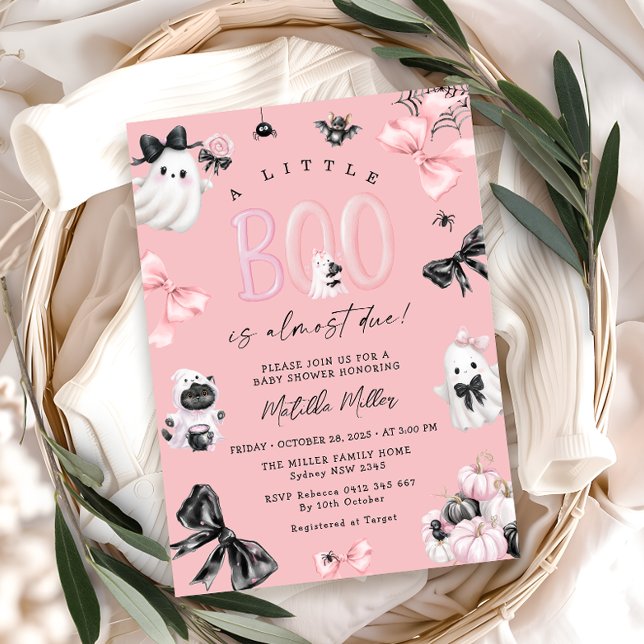 Little Boo Pink Halloween Girl Babydusche Einladung (Von Creator hochgeladen)
