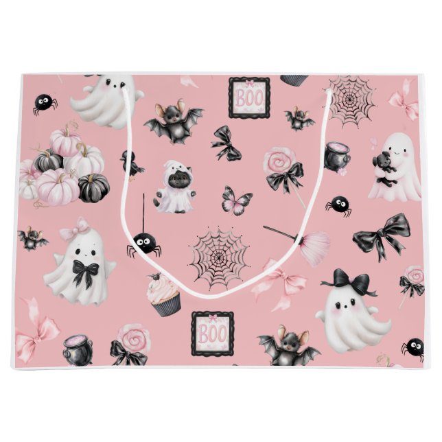 Little Boo Pink Halloween Große Geschenktüte (Vorderseite)