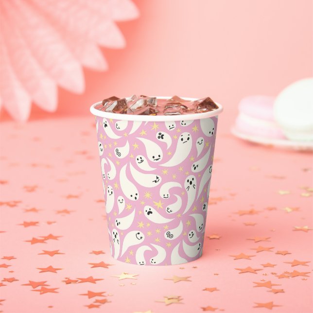 Little Boo Pink Pattern Baby Dusche Pappbecher (Insitu)