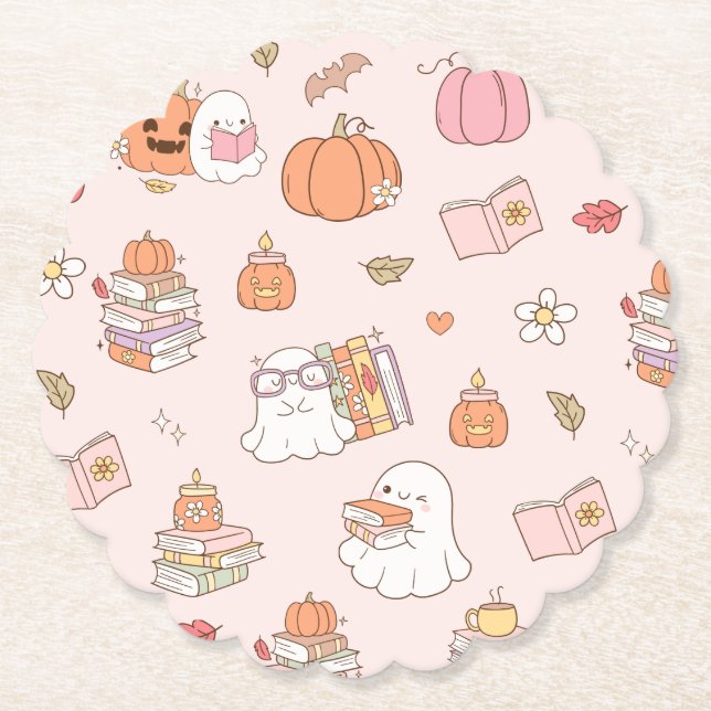 Little Boo Pink Whimsical Books Baby Dusche Untersetzer (Vorderseite)