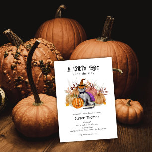 Little Boo Poem Cat in Hexenhut Baby Shower Einladung