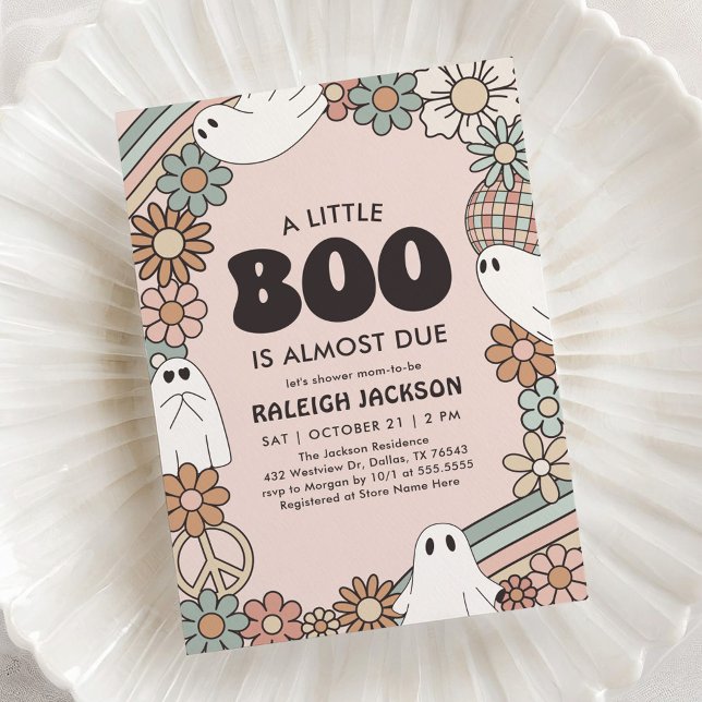 Little Boo Retro Halloween Baby Dusche Einladung (Von Creator hochgeladen)