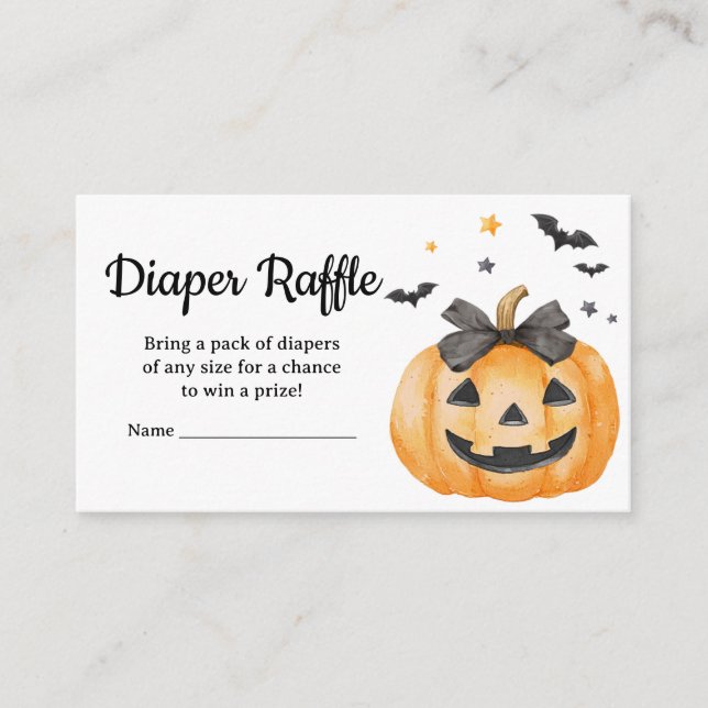 Little Boo Spooky Pumpkin Baby Diaper Raffle Begleitkarte (Vorderseite)