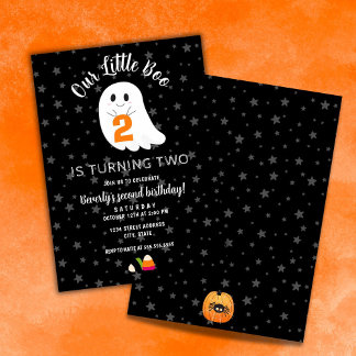 Little Boo Turning Two Halloween 2. Geburtstag Einladung