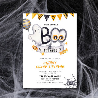 Little Boo Turning Two Halloween 2. Geburtstag Einladung