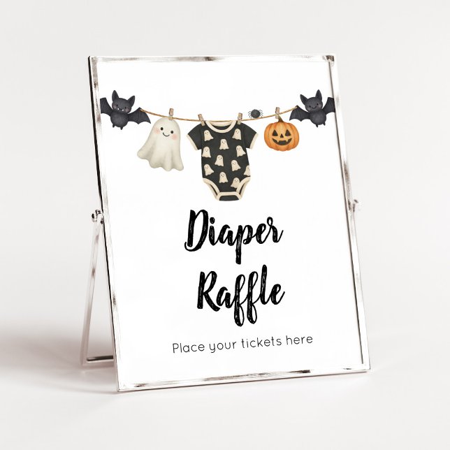 Little Boo Wäscheleine Windel Raffel Schild (A Little Boo Halloween Baby Shower Diaper Raffle Sign)
