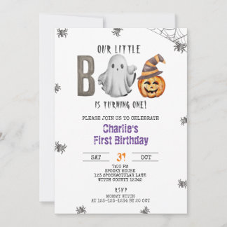 Little Boo wird eins, Halloween Geburtstag, Boy Gi Einladung