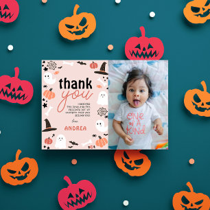 Little Boo wird zwei Spooky 2. Geburtstagsfoto Dankeskarte