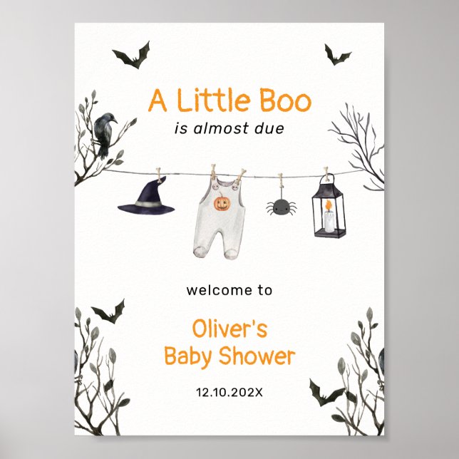 Little Boo Witch Clothesline Baby Dusche Willkomme Poster (Vorne)