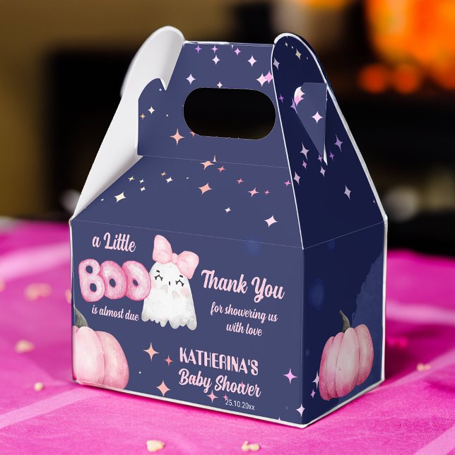 Little Boom Halloween Baby Girl Dusche Geschenkschachtel (Little boo Halloween baby girl ghost baby shower Favor Box pink and blue favor box)