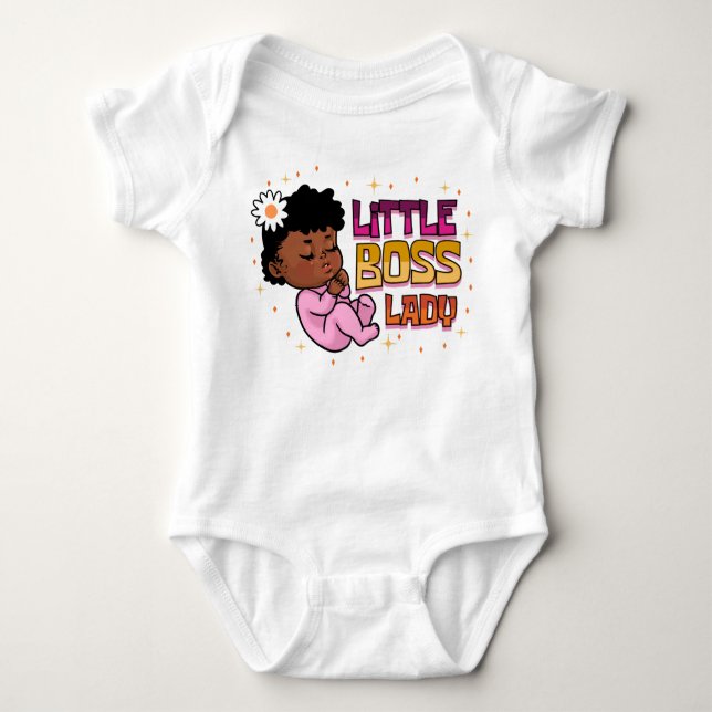 Little Boss Lady Melanin Black Baby Girl Säugling Baby Strampler (Vorderseite)