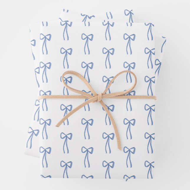 Little Bow Blue Coquette Duschgeschenk Wrap Geschenkpapier Set (Beispiel)