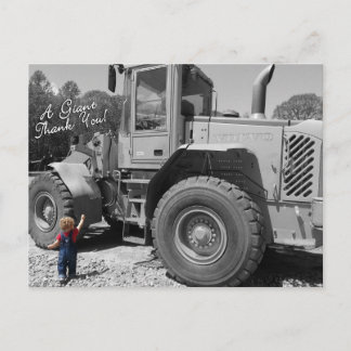 Little Boy and a Tractor Thank You Postcard Postkarte
