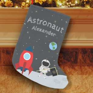 Little Boy Astronaut on Moon, First Name Space Kleiner Weihnachtsstrumpf