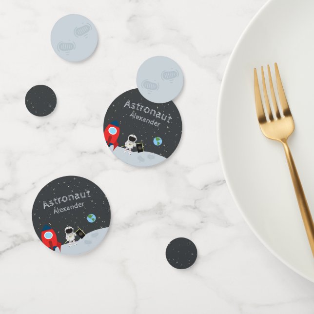 Little Boy Astronaut on Moon, First Name Space Konfetti (Gruppe)